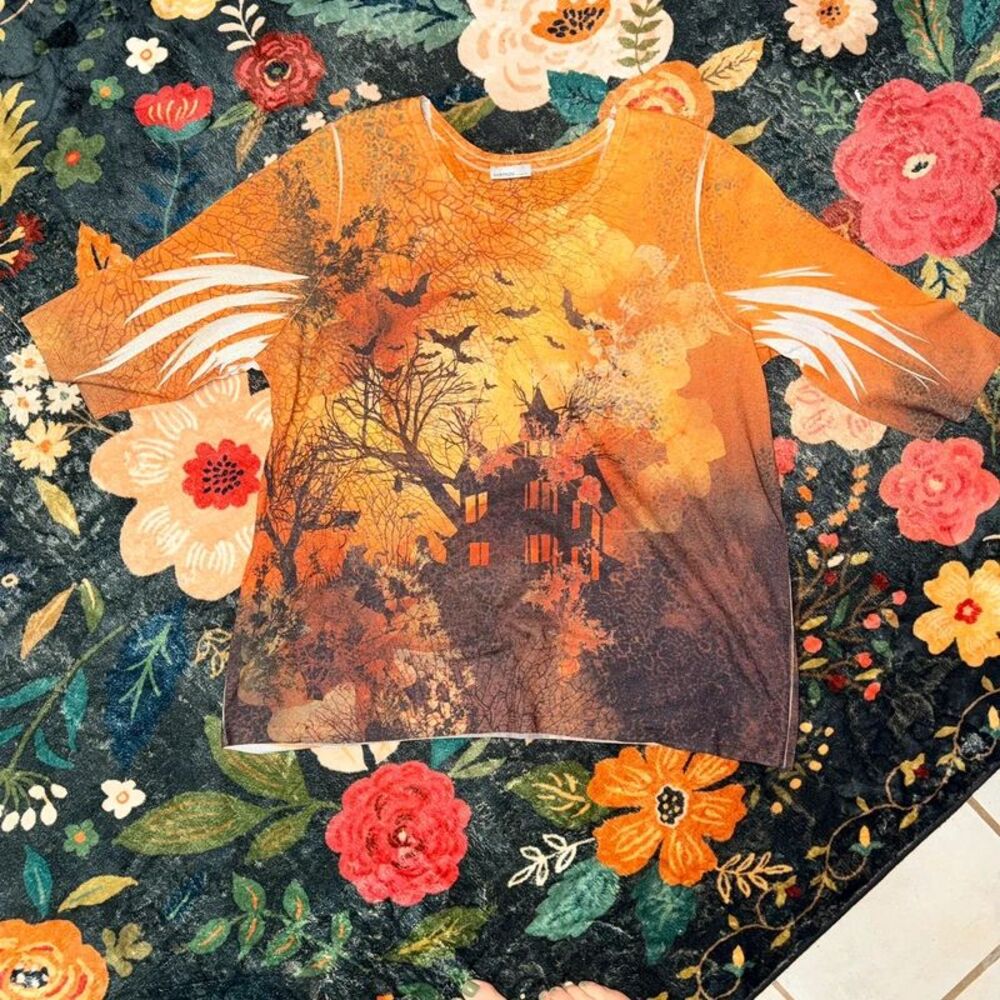 Vintage Style Catherines Spooky Haunted House Halloween Shirt Sz 2X